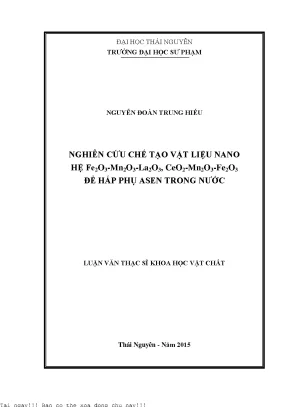Nghiên Cứu Vật Liệu Nano Hấp Phụ Asen Trong Nước