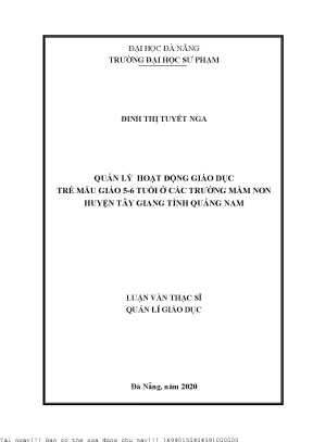 Quản Lý Hoạt Động Giáo Dục Trẻ Mẫu Giáo 5-6 Tuổi Tại