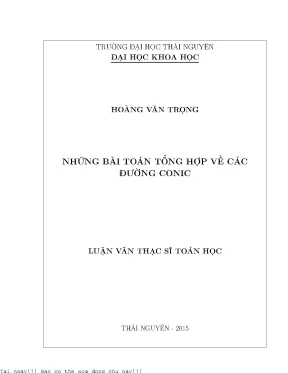 Những Bài Toán Tổng Hợp Về Các Đường Conic - Luận Văn