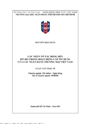 Những yếu tố ảnh hưởng đến rủi ro tín dụng tại ngân hàng