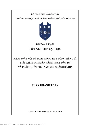 Kiểm Soát Nội Bộ Hoạt Động Huy Động Tiền Gửi Tiết Kiệm
