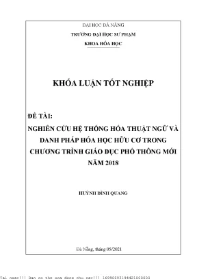 Nghiên Cứu Hệ Thống Hóa Thuật Ngữ và Danh Pháp Hóa Học