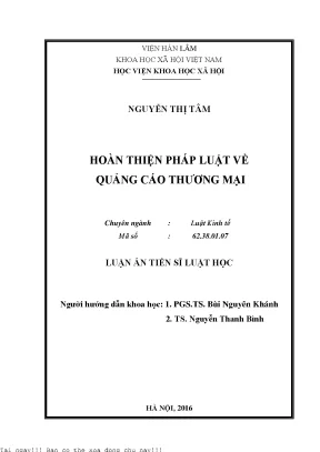 Hoàn thiện pháp luật về quảng cáo thương mại tại Việt Nam