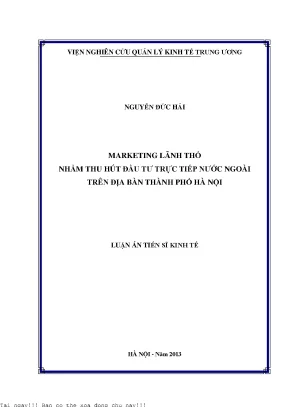 Marketing Lãnh Thổ: Chiến Lược Thu Hút Đầu Tư Nước Ngoài