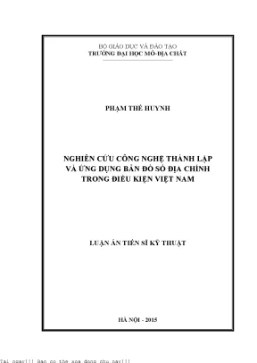 Nghiên Cứu Công Nghệ Bản Đồ Số Địa Chính Tại Việt Nam