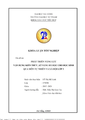 Phát Triển Năng Lực Vận Dụng Kiến Thức Cho Học Sinh Lớp