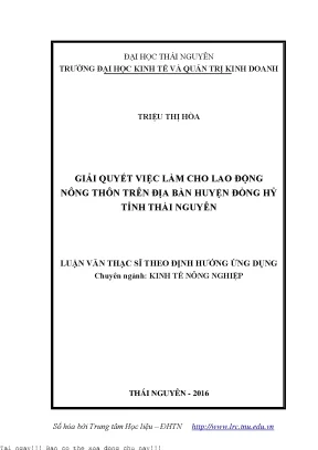 Giải Quyết Việc Làm Cho Lao Động Nông Thôn Tại Huyện
