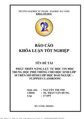 Phát Triển Năng Lực Tự Học Tin Học Cho Học Sinh Lớp 10 
