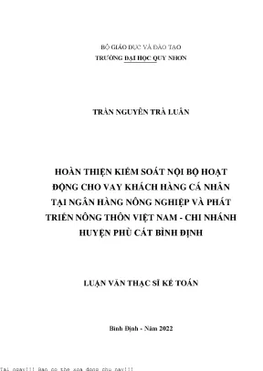 Kiểm Soát Nội Bộ Hoạt Động Cho Vay Khách Hàng Cá Nhân