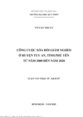 Công Cuộc Xóa Đói Giảm Nghèo Tại Huyện Tuy An, Tỉnh Phú