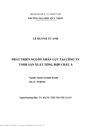 Phát Triển Nguồn Nhân Lực Tại Công Ty TNHH Sản Xuất Tổng