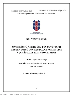 Những Nhân Tố Ảnh Hưởng Đến Quyết Định Chuyển Đổi Số Của