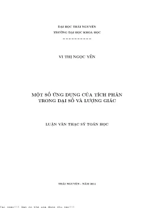 Ứng Dụng Tích Phân Trong Đại Số và Lượng Giác