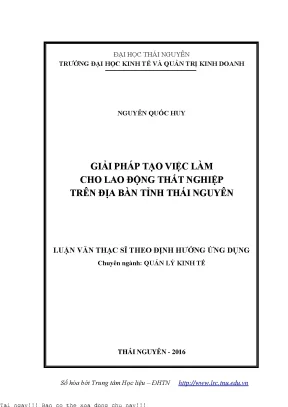 Giải Pháp Tạo Việc Làm Cho Lao Động Thất Nghiệp Tại Thái