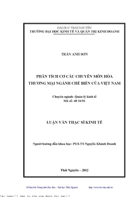 Phân Tích Cơ Cấu Chuyên Môn Hóa Thương Mại Ngành Chế