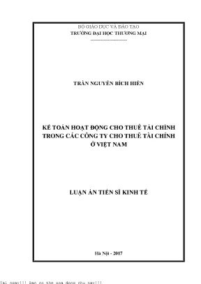 Kế Toán Hoạt Động Cho Thuê Tài Chính Tại Việt Nam: