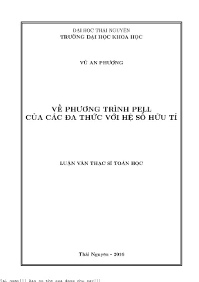 Nghiên Cứu Phương Trình Pell Của Các Đa Thức Với Hệ Số 