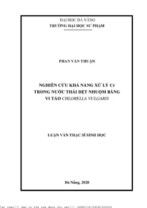 Nghiên Cứu Hiệu Quả Xử Lý Crom Trong Nước Thải Dệt Nhuộm