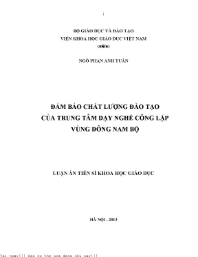 Đảm Bảo Chất Lượng Đào Tạo Tại Trung Tâm Dạy Nghề Công