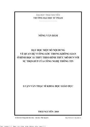 Dạy Học Quan Hệ Vuông Góc Trong Không Gian Ở Hình Học 11