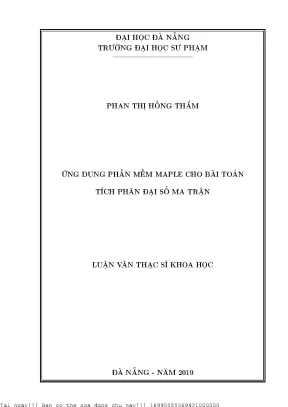 Ứng Dụng Phần Mềm Maple Trong Tích Phân Đại Số Ma Trận