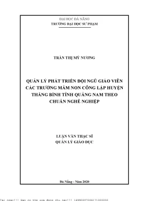 Quản Lý Phát Triển Đội Ngũ Giáo Viên Mầm Non Tại Huyện