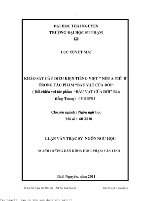 Khảo Sát Câu Điều Kiện Tiếng Việt Trong Tác Phẩm 'Báu
