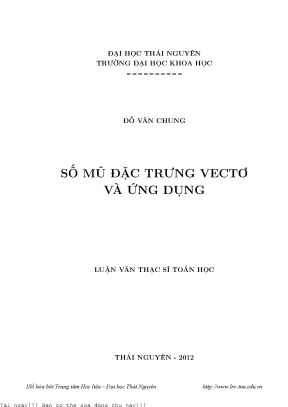 Nghiên Cứu Số Mũ Đặc Trưng Vectơ và Ứng Dụng trong Toán Học