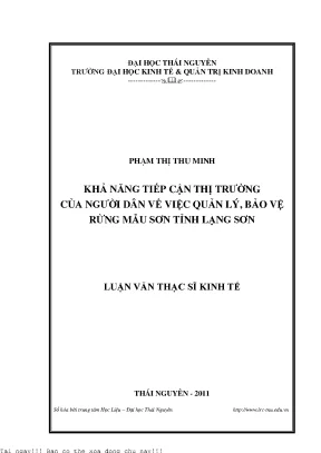 Khả Năng Tiếp Cận Thị Trường và Quản Lý Rừng Mẫu Sơn