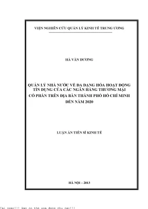 Quản Lý Nhà Nước Về Đa Dạng Hóa Hoạt Động Tín Dụng Của