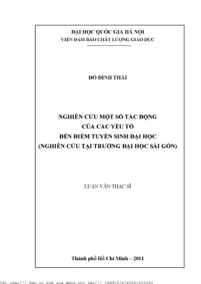 Nghiên Cứu Tác Động Các Yếu Tố Đến Điểm Tuyển Sinh Đại
