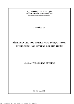 Rèn Luyện Kỹ Năng Tự Học Sinh Học 11: Phương Pháp và 