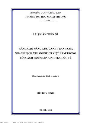 Nâng Cao Năng Lực Cạnh Tranh Ngành Dịch Vụ Logistics