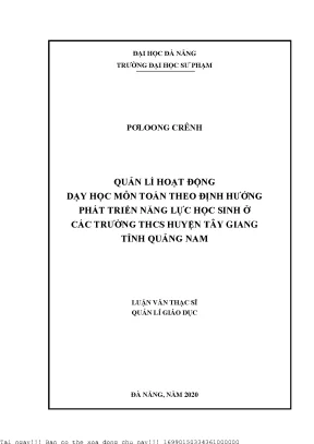 Quản Lý Hoạt Động Dạy Học Môn Toán Tại Trường THCS Tây Giang