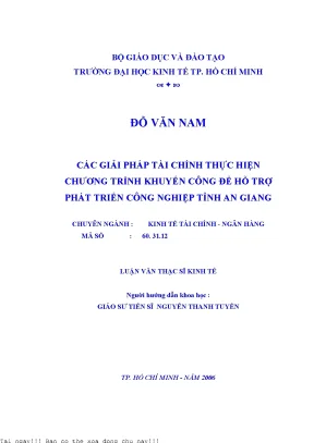 Giải Pháp Tài Chính Hỗ Trợ Phát Triển Công Nghiệp Tỉnh