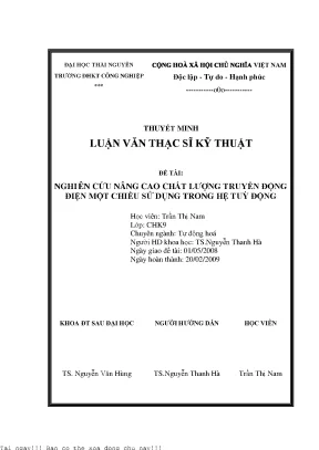 Nâng Cao Chất Lượng Truyền Động Điện Một Chiều Trong Hệ
