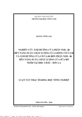 Nghiên Cứu Ảnh Hưởng Của Phân NEB-26 Đến Năng Suất Và 