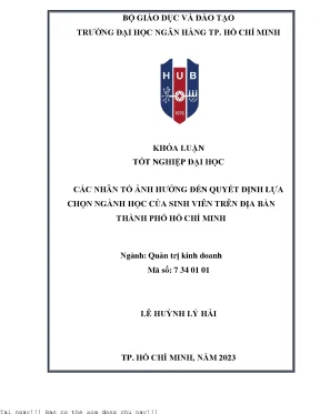 Những Nhân Tố Ảnh Hưởng Đến Quyết Định Chọn Ngành Học