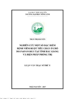 Nghiên Cứu Bệnh Viêm Ruột Tiêu Chảy Do Parvovirus Ở Chó