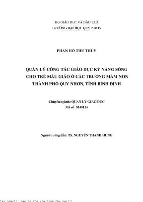 Quản Lý Giáo Dục Kỹ Năng Sống Cho Trẻ Mẫu Giáo Tại Quy Nhơn