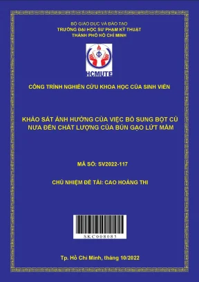 Ảnh hưởng của bột củ nưa đến chất lượng bún gạo lứt mầm