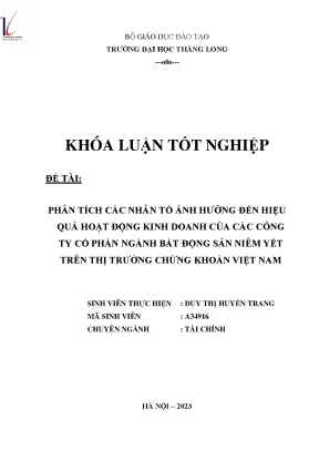 Nhân Tố Ảnh Hưởng Đến Hiệu Quả Kinh Doanh Các Công Ty