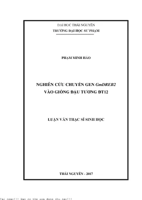 Nghiên Cứu Chuyển Gen GmDREB2 Vào Giống Đậu Tương ĐT12 