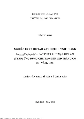 Nghiên Cứu Vật Liệu Huỳnh Quang Ba1-(x+y)CaxSryAl2O4: