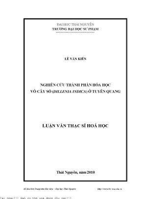 Nghiên Cứu Thành Phần Hóa Học Vỏ Cây Sổ (Dillenia