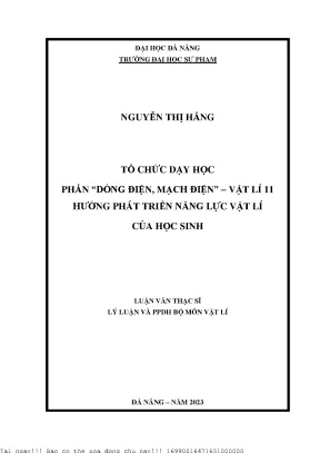 Phát Triển Năng Lực Vật Lý Qua Dạy Học Dòng Điện và Mạch 