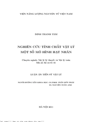 Nghiên Cứu Tính Chất Vật Lý Các Mô Hình Hạt Nhân Tại