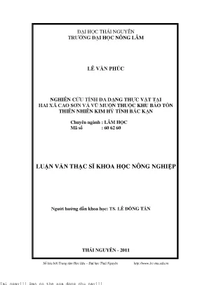 Nghiên Cứu Đa Dạng Thực Vật Tại Khu Bảo Tồn Kim Hỷ, Bắc Kạn