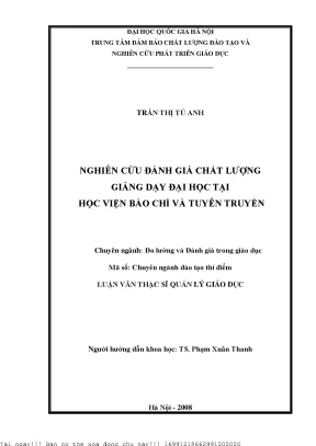 Đánh Giá Chất Lượng Giảng Dạy Tại Học Viện Báo Chí Và