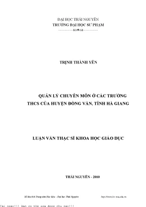 Quản Lý Chuyên Môn Tại Các Trường THCS Huyện Đồng Văn,